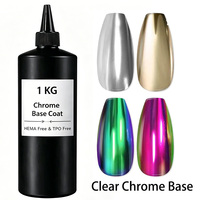 KODIES GEL UV Gel Base Coat Métallique Chrome Transparent Cristal 1KG Recharge Écologique Non Toxique Qualité Salon Effet Métallique
