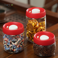 Keuken Aanpasbare Kleur Afgedichte Siliconen Plastic Pompdeksel Vacuüm Koffie Opslag Borosilicaat Glas Multi-Size Amerikaanse Stijl