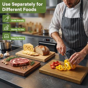 Set di 3 Taglieri a Forma di Libro con Supporto, Taglieri da <span class=keywords><strong>Cucina</strong></span> in Legno che Ricordano Libri per Verdure, Formaggio e Carne - Product Image 4