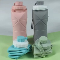 Bouteille d'Eau Pliable en Silicone de Qualité Alimentaire 600ml, Anti-Fuite, Réutilisable, pour Sports de Plein Air, Gym, Randonnée, Vente en Gros OEM