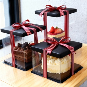 Wholesale Food Grade Tall Transparent Plastic Square <b>Cake</b> Packaging <b>Boxes</b> Portable Lightweight Disposable Customizable Shape - Product Image 1