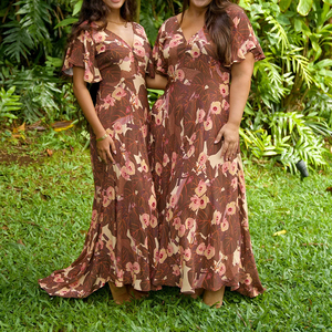 เดรสยาวทรงหลวมพิมพ์ลายโบฮีเมียนสำหรับฤดูร้อน คอวีลึก ผ้าลินินและวิสโคสสั่งตัดได้ แฟชั่นชุดเดรสผู้หญิง - Product Image 5