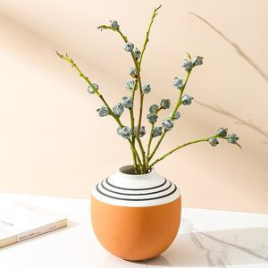 Venta al por mayor nórdico mate decoración del hogar Accesorios florero vintage cerámica terracota arcilla florero cerámica - Product Image 3