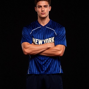 Camiseta Deportiva Americana a Rayas Estilo Nueva York 2026, Personalizable con Nombre de Equipo, Diseño Holgado para Hombre - Product Image 3