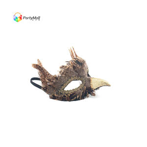 Halloween Della Piuma Del <span class=keywords><strong>Gufo</strong></span> <span class=keywords><strong>Maschera</strong></span> Costume di Halloween del Partito di Cosplay <span class=keywords><strong>Maschera</strong></span> con Fascia Elastica Nera Oro Grande Naso Oro bordato di Occhio fori - Product Image 2