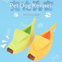 Lit pour animaux de compagnie en tissu en forme de banane, amovible et lavable, lit fermé et chaud pour chien et chat, petite taille