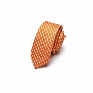 <b>Orange</b> Self-Striped Jacquard Woven Microfiber Thin Fashion Slim <b>Tie</b> for <b>Men</b> - Product Image 2