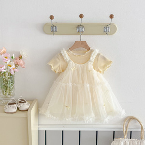 Conjunto de Dos Piezas de Verano para Niña, Falda de <span class=keywords><strong>Gasa</strong></span> con Tirantes, Traje Informal para Bebé, Falda de Princesa para Bebés y Niños Pequeños, Manga Corta, Color Sólido - Product Image 4