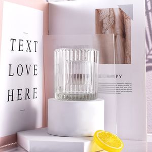 Nouveau produit 8oz 230ml délicat rayé carré étiquette espace résistant à la chaleur bougie pot pour la maison hôtel - Product Image 1