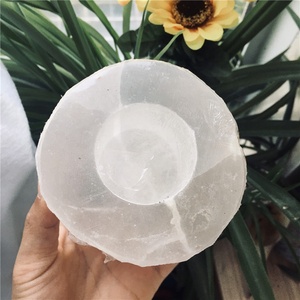 All'ingrosso naturale di alta qualità Selenite torre di cristallo portacandele per la decorazione della casa - Product Image 4