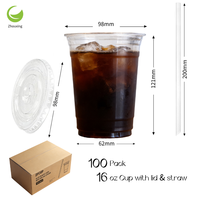 Gobelets jetables en plastique transparent de luxe personnalisés de 16, 20, 24 oz pour matcha, avec couvercles et pailles, pour limonade