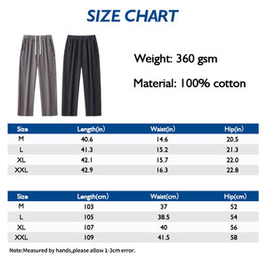 Pantalones de calle transfronterizos para hombres 360GSM Lavado desgastado, pierna ancha Raw-Hem Loop-Knit - Product Image 4