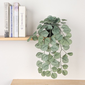 Plante Artificielle de Simulation Bonsaï, Feuille d'Eucalyptus Verte en PVC, Pot Durable, Écologique, pour Décoration de Mariage, Suspendue ou de Bureau - Product Image 1