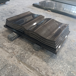 Grande pierre tombale européenne en granit noir, style livre ouvert, moderne, pour cimetière, monuments et prix - Product Image 2