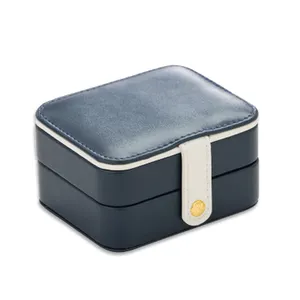 Portable Jewelry Box with Mirror Necklace Ring Storage Organizer Jewelry Cabinet Portable Travel Makeup 2 Layers Organizer Case