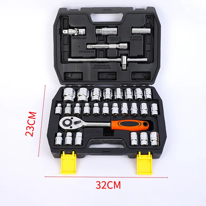 1/4 DR Autoreparatur-Werkzeug kastens chl üssel Chrom-Vanadium-Handwerkzeuge und Ratschenschlüssel-Steckschlüssels atz
