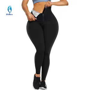 桑拿运动裤女性高腰压缩瘦身体重热腿锻炼塑身桑拿套装