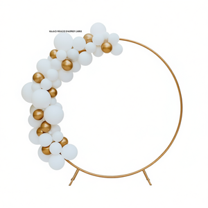 Arche de ballons ronde en métal doré de 7,2 pieds, support réutilisable et détachable pour toile de fond de mariage, décoration de baby shower, photomaton - Product Image 1