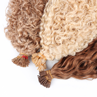 Extension de Cheveux Humains Indiens Remy Bruts 10''-30'' à Pointe U/K ou I, Micro-Liens, Cuticules Alignées, Blonds Bouclés