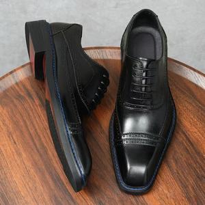 Zapatos Oxford Formales de Vestir para Hombre, Hechos a Mano con Cuero Vacuno Genuino de Alta Calidad, con Punta Cuadrada, Cordones, Transpirables y Ligeros, Ideales para Bodas de Verano - Product Image 4