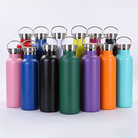 Bouteille de sport à double paroi en acier inoxydable de 750 ml (25 oz) à large ouverture avec plusieurs couvercles pour la musculation et le fitness, anti-fuite