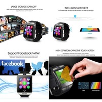 Facebook Whatsapp Twitter Senkronizasyonu, SMS Desteği, SIM TF Kartı ile IOS Android Uyumlu En İyi Q18 BT Kamera Akıllı Saat (Montres Intelligentes)