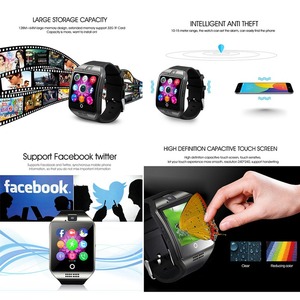 Montre connectée intelligente Q18 BT avec caméra, synchronisation Facebook, WhatsApp, Twitter, prise en charge des SMS, carte SIM et carte TF pour iOS et Android - Product Image 4