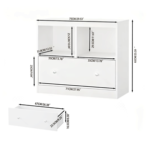 Armoire de <span class=keywords><strong>rangement</strong></span> pour enfants en bois blanc, bibliothèque basse avec grand tiroir pour chambre d'enfant ou salle de jeux - Product Image 2