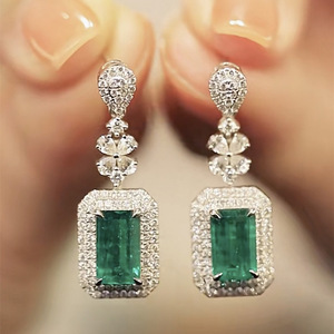 <b>Square</b> Cubic Zirconia Earrings for Women Elegant Sparkling Evening Jewelry - Product Image 1