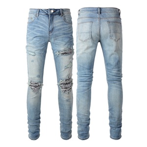 Jean skinny de luxe pour homme, effet déchiré, effet éclaboussures, effet <span class=keywords><strong>peintre</strong></span>, effet usé, avec patchwork - Product Image 1