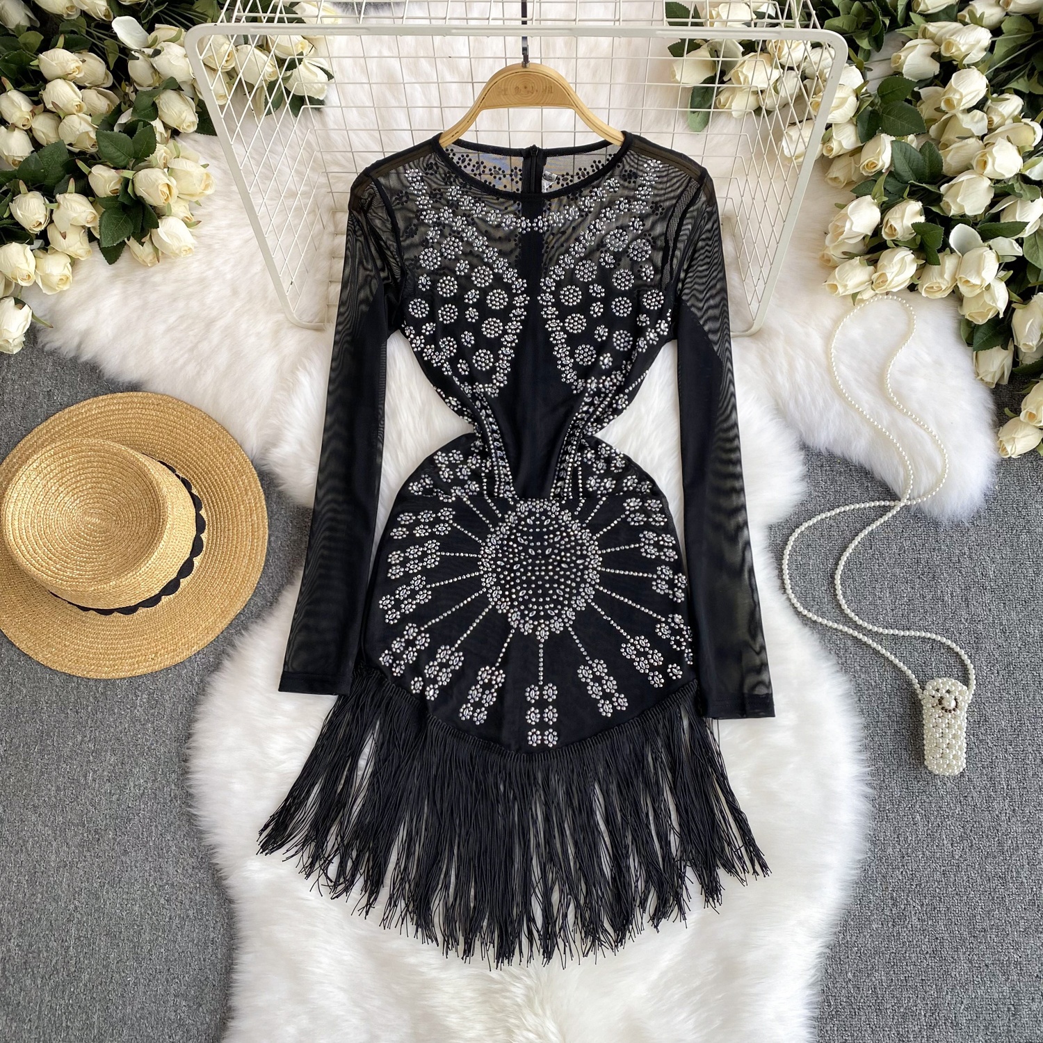 Shop Online Beaded Fringe Dress V-Neck, Backless Design | Alibaba.com