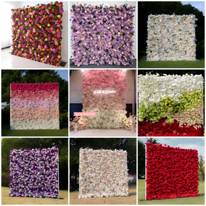 Splendida Parete di Fiori Artificiali Blu e Bianchi con Rose e Ortensie, Perfetta per Matrimoni o Eventi all'Aperto - Product Image 3