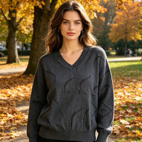 Pull en tricot à col en V pour femme, en tissu de laine respirant, style coréen personnalisé