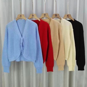 Cárdigan corto de <span class=keywords><strong>manga</strong></span> farol con cuello en V, <span class=keywords><strong>chaqueta</strong></span> chal de <span class=keywords><strong>punto</strong></span> para mujer, suéter de <span class=keywords><strong>manga</strong></span> murciélago coreano de otoño 2025 - Product Image 6