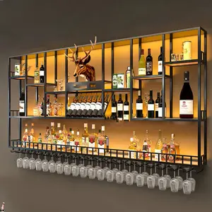 Mostrador de bar, estante colgante para vino, soporte para copas de vino, soporte para vino