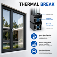 Ventana Corredera de Aluminio con Doble Acristalamiento Insonorizado, Aislamiento Térmico, Impermeable, Tamaño Personalizado para Casa, Villa o Balcón