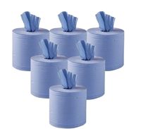 Papier essuie-tout industriel en rouleau jumbo bleu, jetable, 2 plis, hygiénique, écologique, gaufrage personnalisé en gros
