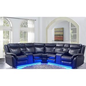 Hot Selling <b>U</b>-Shaped Manual Reclining Single Sofa Chair 3 2 1 Modular Leather Recliner for <b>Living</b> Room Villa Use - Product Image 2