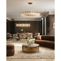 Lustre LED rond moderne en cristal de luxe, éclairage de salon, luminaires en acier inoxydable, hauteur réglable pour appartement
