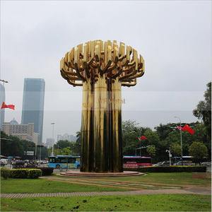 ประติมากรรมสแตนเลสขัดเงาติดพื้นสำหรับภายนอกอาคาร ทนทาน กันน้ำ สไตล์อาร์ตเดโค - Product Image 1