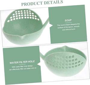 Cuchara de Sopa de Plástico con Mango Largo 2 en 1, Cuchara para Hot Pot, Cuchara con Filtro de Paja de Trigo para Restaurante y Hogar - Product Image 4