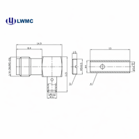 Conector LWMC SMA Hembra con Contactos Plateados 1.30 Max, Ángulo Recto, para Soldar en Cables Semirrígidos y Semiflexibles de 0.086, hasta 12.4GHz