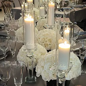 GJ-CH22 all'ingrosso candeliere di cristallo affrontato candeliere di cristallo pilastro portacandele per la decorazione domestica di nozze tablepiece