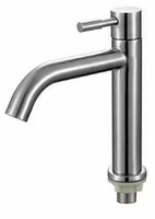 Robinet Moderne à Poignée Unique pour Eau Froide en Acier Inoxydable 304 à Montage sur Plan Vasque avec Noyau de Valve en Céramique Surface Chromée