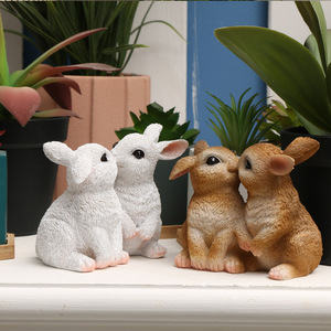 Joli lapin animaux Statue ornement résine lapin lapin Figurines décor pour la maison jardin fête de pâques décor - Product Image 6