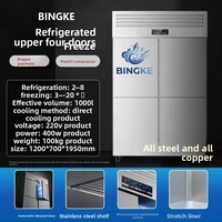 Congélateur commercial à 4 portes, refroidissement direct, température unique, en acier inoxydable 304, combiné réfrigérateur-congélateur pour restaurant et hôtel