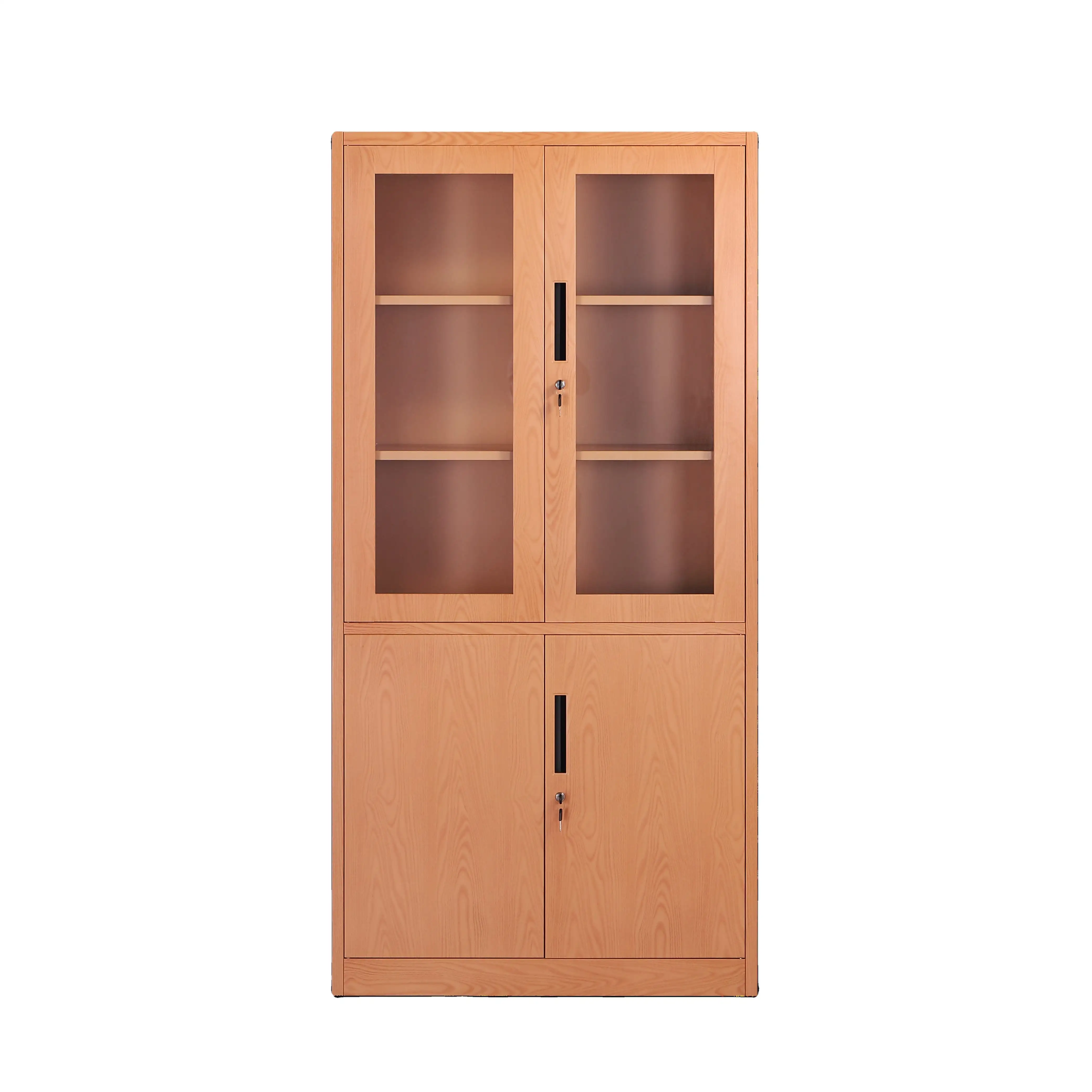 Kabinet penyimpanan kustom pintu logam kaca pintu kayu lemari arsip furnitur kantor minimalis