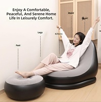 Canapé gonflable moderne et portable, transfrontalier, inclinable et pliable avec repose-pieds, en velours pour l'extérieur