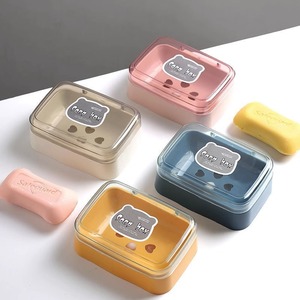 Porte-savon rectangulaire en plastique avec couvercle, drainable, pour salle de bain, toilettes, rangement de savon - Product Image 2