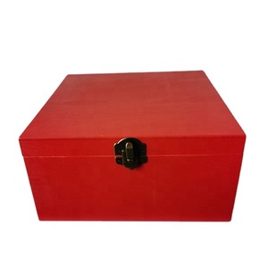Wooden Christmas Eve Decorative Boxes DIY Personalized Unique Gift Ideas Red Color Large Box